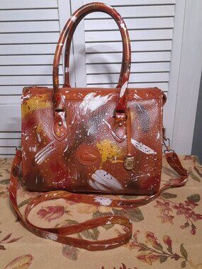Vintage Dooney & Bourke Dipinta Inspired Hand Painted Satchel Shoulder Bag